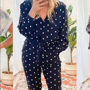 Polka dot pant suit romper